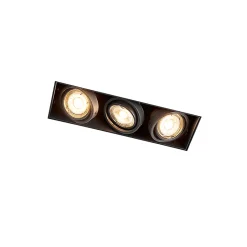 Spot encastré noir orientable et rotatif sans bordure 3 lumières - Oneon