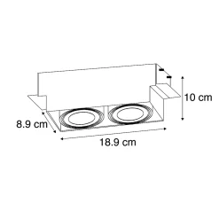 Spot encastré noir rotatif et inclinable trimless à 2 lumières - ONEON 2