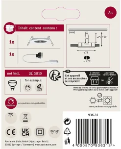 Spot encastré Nova fixe rond 78mm GU10 max. 35W 230V gradable Blanc dépoli