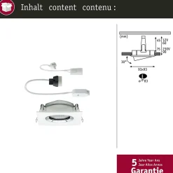 Spot encastré Nova Plus orientable IP65 carré 93x93mm 30 GU5,3 GU10 max. 35W 230 12V gradable Blanc dépoli Chrome