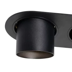 Spot encastré rond noir GU10 inclinable 70 mm 2 lumières - Installa