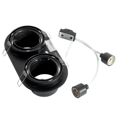 Spot encastré rond noir GU10 inclinable 70 mm 2 lumières - Installa