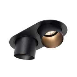 Spot encastré rond noir GU10 inclinable 70 mm 2 lumières - Installa