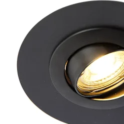 Spot encastré rond noir inclinable avec anneau de finition - Edu