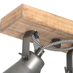 Spot encastré rustique noir avec bois 4 lumières orientables - Jelle