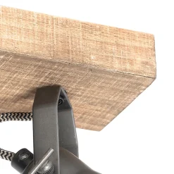 Spot encastré rustique noir avec bois 3 lumières orientables - Jelle