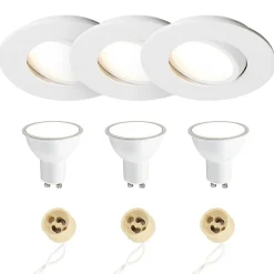 Spot encastrable au plafond IP44 blanc, ampoule 4000K 5,5W GU10, orientable, encastrable, POLI EDO, 3 pcs.