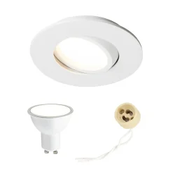 Spot encastrable au plafond IP44 blanc, ampoule 4000K 5,5W GU10, orientable, encastrable, POLI EDO, 1 pc.