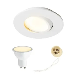Spot encastrable au plafond IP44 blanc, ampoule 3000K 5,5W GU10, orientable, encastrable, POLI EDO, 1 pc.