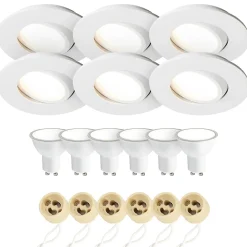 Spot encastrable au plafond IP44 blanc, ampoule 4000K 5,5W GU10, orientable, encastrable, POLI EDO, 6 pcs.