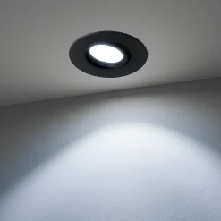 Spot encastrable au plafond IP44 noir, ampoule 6500K 7,5W GU10, orientable, encastrable, POLI EDO, 6 pcs.