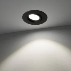 Spot encastrable au plafond IP44 noir, ampoule 4000K 5,5W GU10, orientable, encastrable, POLI EDO, 6 pcs.