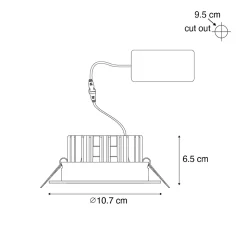 Spot encastrable blanc 9,5 cm avec LED 1015 lm Dimmable IP65 - Gaius
