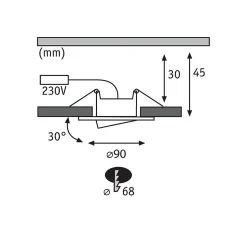 Spot encastrable Calla LED intégrée 4000K IP65 680lm rond orientable chrome mat Paulmann