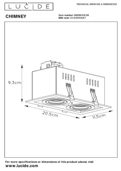Spot encastrable CHIMNEY en aluminium avec 2xGU10 - Noir - Lucide