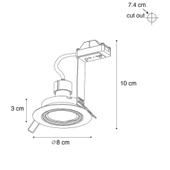 Spot encastrable cisco - 1 lumière - L 8.2 cm - Gris foncé - Moderne - Éclairage intérieur - Salon I Chambre I Cuisine I Salle à