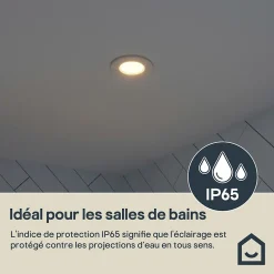 Spot encastrable Etana LED intégrée blanc chaud IP65 410lm 4.7W Ø8.5cmxH.3.1cm métal blanc GoodHome