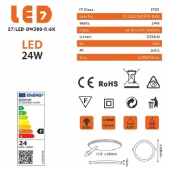 Spot Encastrable Led Downlight Panel Extra-plat 24w Blanc Froid 6000k
