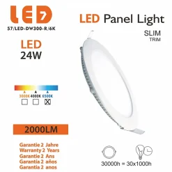 Spot Encastrable Led Downlight Panel Extra-plat 24w Blanc Froid 6000k