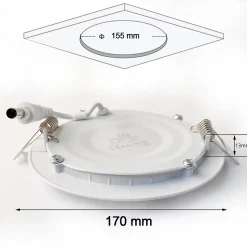 Spot Encastrable Led Downlight Panel Extra-plat 12w Blanc Neutre 4000k, Diamètre : 168mm