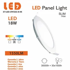 Spot Encastrable Led Downlight Panel Extra-plat 18w Blanc Neutre 4000k