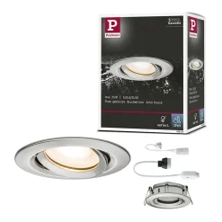 Spot encastrable moderne pour salle de bains GU10 et GU5.3 - Paulmann 93662 en fer brossé 35W