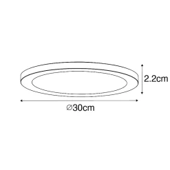 Spot encastrable ou apparent blanc 30 cm LED incluse à intensité variable en 3 étapes avec interrupteur DIP - Trans