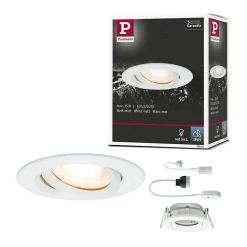Spot encastrable Paulmann Nova pour salle de bains avec ampoule halogène GU10 et GU5.3, 35W, IP65, blanc mat