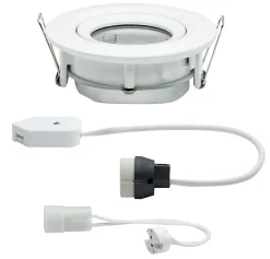 Spot encastrable Paulmann Nova pour salle de bains avec ampoule halogène GU10 et GU5.3, 35W, IP65, blanc mat
