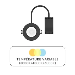 Spot Encastrable 6W Dimmable CCT IP65 NOIR - 3000K/4000K/6500K (Pack de 10) - SILAMP