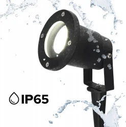Spot Extérieur avec Piquet GU10 HORTUS Noir, Étanche IP65, Lampe de Jardin à Piquer, Spot de Jardin à Encastrer