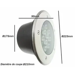 Spot Extérieur Encastrable LED IP65 220V Sol 18W 60 degrés - Blanc Froid 6000K - 8000K - SILAMP