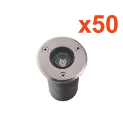 Spot Extérieur Encastrable LED IP65 220V Sol 3W 45 degrés (Pack de 50) - Blanc Chaud 2300K - 3500K - SILAMP