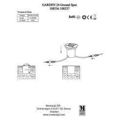 Spot extérieur LED fixe 6,2W, IP44, acier et noir - Markslöjd - Garden 24