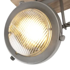 Spot industriel en acier avec fixation en bois et inclinable 2 lumières - Emado