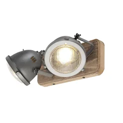 Spot industriel en acier avec fixation en bois et inclinable 2 lumières - Emado