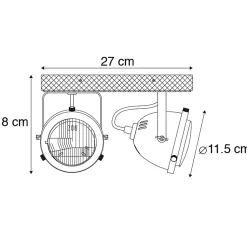 Spot industriel en acier avec fixation en bois et inclinable 2 lumières - Emado