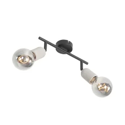 Spot industriel noir avec béton 2 lumières - Pedra