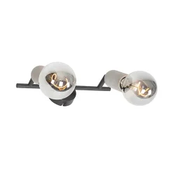 Spot industriel noir avec béton 2 lumières - Pedra