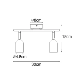 Spot industriel noir avec béton 2 lumières - Pedra
