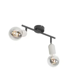 Spot industriel noir avec béton 2 lumières - Pedra