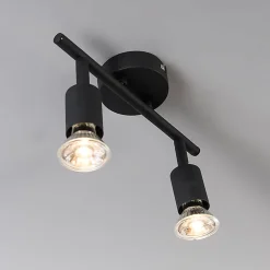 Spot industriel noir inclinable 2 lumières - Jeany
