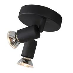 Spot industriel noir inclinable rond 2 lumières - Jeany