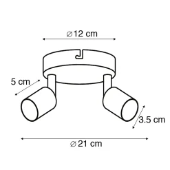 Spot industriel noir inclinable rond 2 lumières - Jeany