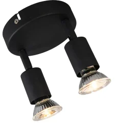 Spot industriel noir inclinable rond 2 lumières - Jeany