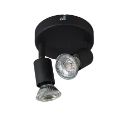 Spot industriel noir inclinable rond 2 lumières - Jeany