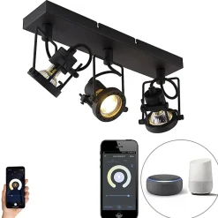 Spot intelligent noir 3 lumières avec Wifi GU10 - Suplux