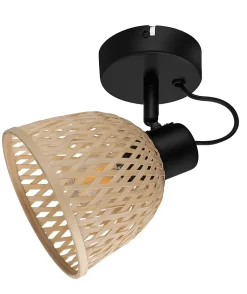 Spot intérieur noir et aspect fibre naturelle E14 220 - 240 V GoodHome Calume