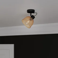 Spot intérieur noir et aspect fibre naturelle E14 220 - 240 V GoodHome Calume