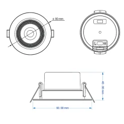 Spot LED Downlight CCT Rond Orientable 7W Noir Coupe 70mm